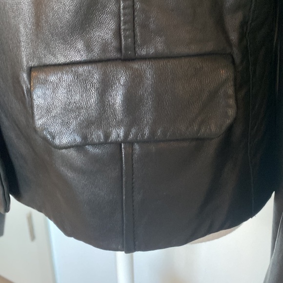 Italy Donna Karan Collection black lambskin leather blazer. - Picture 2 of 13